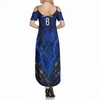 Personalized Sweden Football Lion Summer Maxi Dress Electric Lightning Mascot