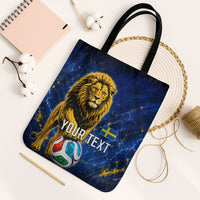 Personalized Sweden Football Lion Tote Bag Electric Lightning Mascot