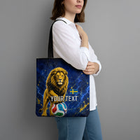 Personalized Sweden Football Lion Tote Bag Electric Lightning Mascot