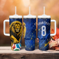 Personalized Sweden Football Lion Tumbler With Handle Electric Lightning Mascot