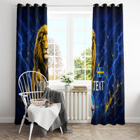 Personalized Sweden Football Lion Window Curtain Electric Lightning Mascot