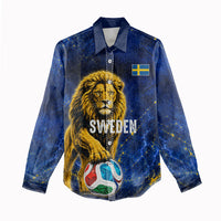 Personalized Sweden Football Lion Women Casual Shirt Electric Lightning Mascot