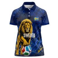 Personalized Sweden Football Lion Women Polo Shirt Electric Lightning Mascot
