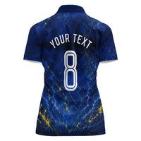 Personalized Sweden Football Lion Women Polo Shirt Electric Lightning Mascot