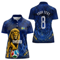Personalized Sweden Football Lion Women Polo Shirt Electric Lightning Mascot