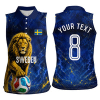 Personalized Sweden Football Lion Women Sleeveless Polo Shirt Electric Lightning Mascot