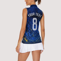 Personalized Sweden Football Lion Women Sleeveless Polo Shirt Electric Lightning Mascot