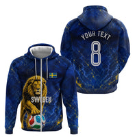 Personalized Sweden Football Lion Zip Hoodie Electric Lightning Mascot