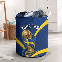 Personalized Sweden Football Trophy Laundry Basket Golden Cup Flag Ribbon Dynamic Stripes