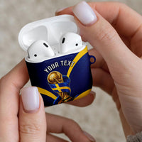 Personalized Sweden Football Trophy AirPods Case Golden Cup Flag Ribbon Dynamic Stripes