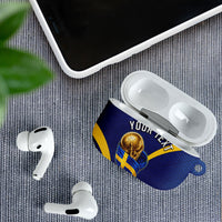 Personalized Sweden Football Trophy AirPods Case Golden Cup Flag Ribbon Dynamic Stripes