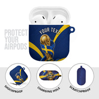Personalized Sweden Football Trophy AirPods Case Golden Cup Flag Ribbon Dynamic Stripes