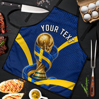 Personalized Sweden Football Trophy Apron Golden Cup Flag Ribbon Dynamic Stripes