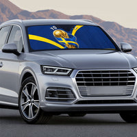 Personalized Sweden Football Trophy Auto Sun Shade Golden Cup Flag Ribbon Dynamic Stripes