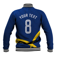 Personalized Sweden Football Trophy Baseball Jacket Golden Cup Flag Ribbon Dynamic Stripes