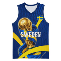 Personalized Sweden Football Trophy Basketball Jersey Golden Cup Flag Ribbon Dynamic Stripes