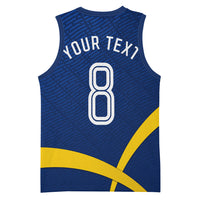 Personalized Sweden Football Trophy Basketball Jersey Golden Cup Flag Ribbon Dynamic Stripes