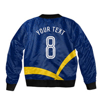 Personalized Sweden Football Trophy Bomber Jacket Golden Cup Flag Ribbon Dynamic Stripes