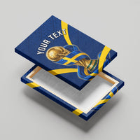 Personalized Sweden Football Trophy Canvas Wall Art Golden Cup Flag Ribbon Dynamic Stripes