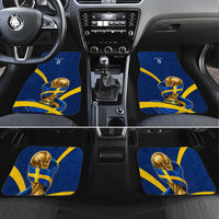 Personalized Sweden Football Trophy Car Mats Golden Cup Flag Ribbon Dynamic Stripes