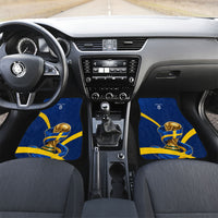 Personalized Sweden Football Trophy Car Mats Golden Cup Flag Ribbon Dynamic Stripes