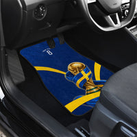 Personalized Sweden Football Trophy Car Mats Golden Cup Flag Ribbon Dynamic Stripes