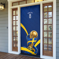 Personalized Sweden Football Trophy Door Cover Golden Cup Flag Ribbon Dynamic Stripes