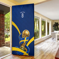 Personalized Sweden Football Trophy Door Cover Golden Cup Flag Ribbon Dynamic Stripes