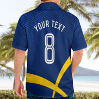 Personalized Sweden Football Trophy Hawaiian Shirt Golden Cup Flag Ribbon Dynamic Stripes