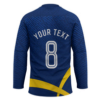 Personalized Sweden Football Trophy Hockey Jersey Golden Cup Flag Ribbon Dynamic Stripes