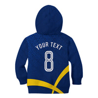 Personalized Sweden Football Trophy Kid Hoodie Golden Cup Flag Ribbon Dynamic Stripes