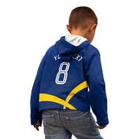 Personalized Sweden Football Trophy Kid Hoodie Golden Cup Flag Ribbon Dynamic Stripes