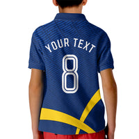 Personalized Sweden Football Trophy Kid Polo Shirt Golden Cup Flag Ribbon Dynamic Stripes