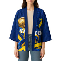 Personalized Sweden Football Trophy Kimono Golden Cup Flag Ribbon Dynamic Stripes