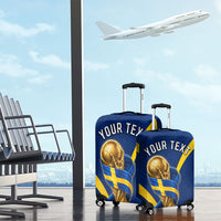 Personalized Sweden Football Trophy Luggage Cover Golden Cup Flag Ribbon Dynamic Stripes