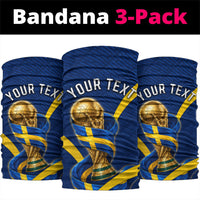 Personalized Sweden Football Trophy Neck Gaiter Golden Cup Flag Ribbon Dynamic Stripes