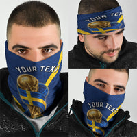 Personalized Sweden Football Trophy Neck Gaiter Golden Cup Flag Ribbon Dynamic Stripes