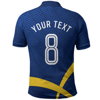 Personalized Sweden Football Trophy Polo Shirt Golden Cup Flag Ribbon Dynamic Stripes