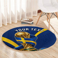 Personalized Sweden Football Trophy Round Carpet Golden Cup Flag Ribbon Dynamic Stripes