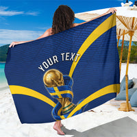Personalized Sweden Football Trophy Sarong Golden Cup Flag Ribbon Dynamic Stripes