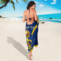Personalized Sweden Football Trophy Sarong Golden Cup Flag Ribbon Dynamic Stripes