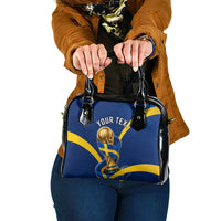 Personalized Sweden Football Trophy Shoulder Handbag Golden Cup Flag Ribbon Dynamic Stripes