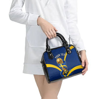 Personalized Sweden Football Trophy Shoulder Handbag Golden Cup Flag Ribbon Dynamic Stripes