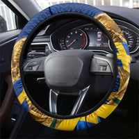 Sweden Football Trophy Steering Wheel Cover Golden Cup Flag Ribbon Dynamic Stripes