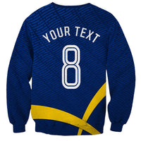 Personalized Sweden Football Trophy Sweatshirt Golden Cup Flag Ribbon Dynamic Stripes