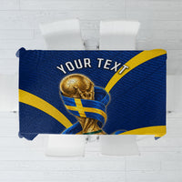 Personalized Sweden Football Trophy Tablecloth Golden Cup Flag Ribbon Dynamic Stripes
