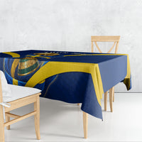 Personalized Sweden Football Trophy Tablecloth Golden Cup Flag Ribbon Dynamic Stripes