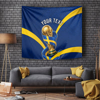 Personalized Sweden Football Trophy Tapestry Golden Cup Flag Ribbon Dynamic Stripes