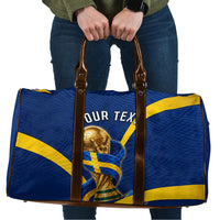 Personalized Sweden Football Trophy Travel Bag Golden Cup Flag Ribbon Dynamic Stripes