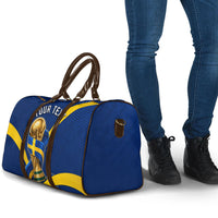 Personalized Sweden Football Trophy Travel Bag Golden Cup Flag Ribbon Dynamic Stripes